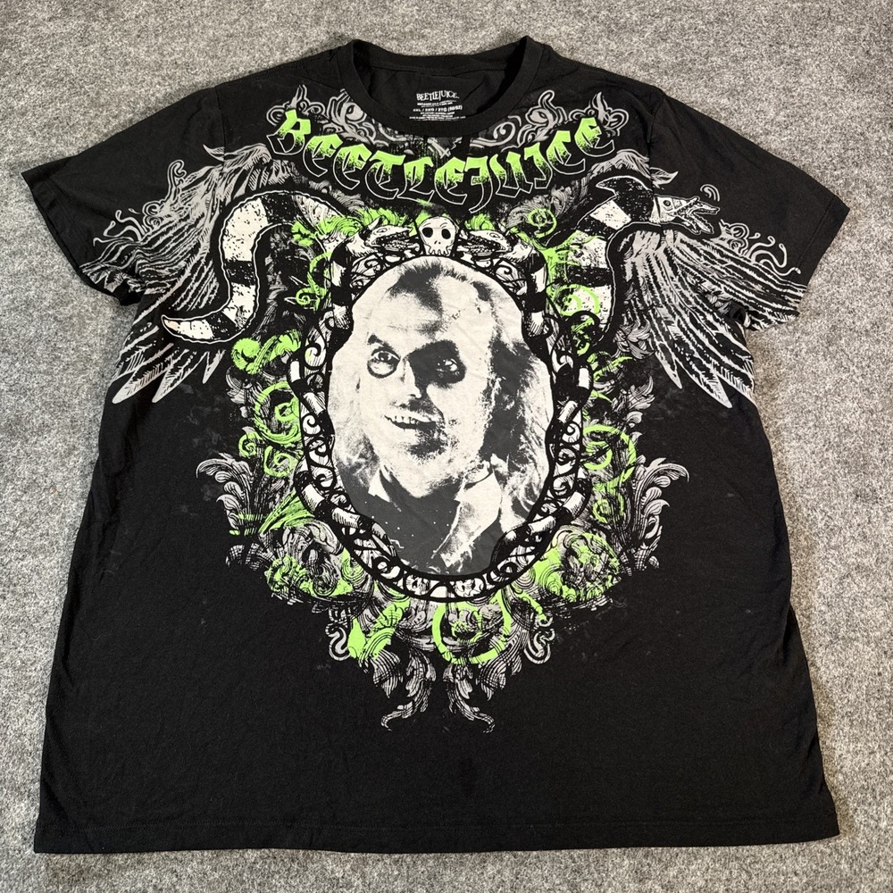 Beetle Juice Shirt Mens Black Affliction Dupe Halloween Adult Size 2XL
